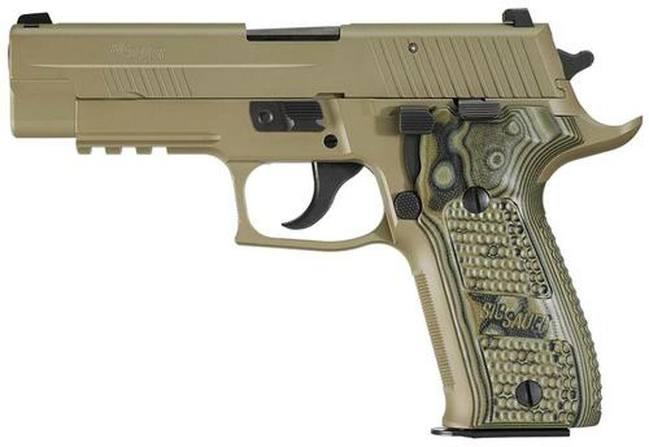 Image of Sig P226 9MM 4.4In Scorpion Flat Dark Earth Da/Sa Siglite Black/Green G10 Grip (2) 10Rd Steel MAG CA Compliant SRT