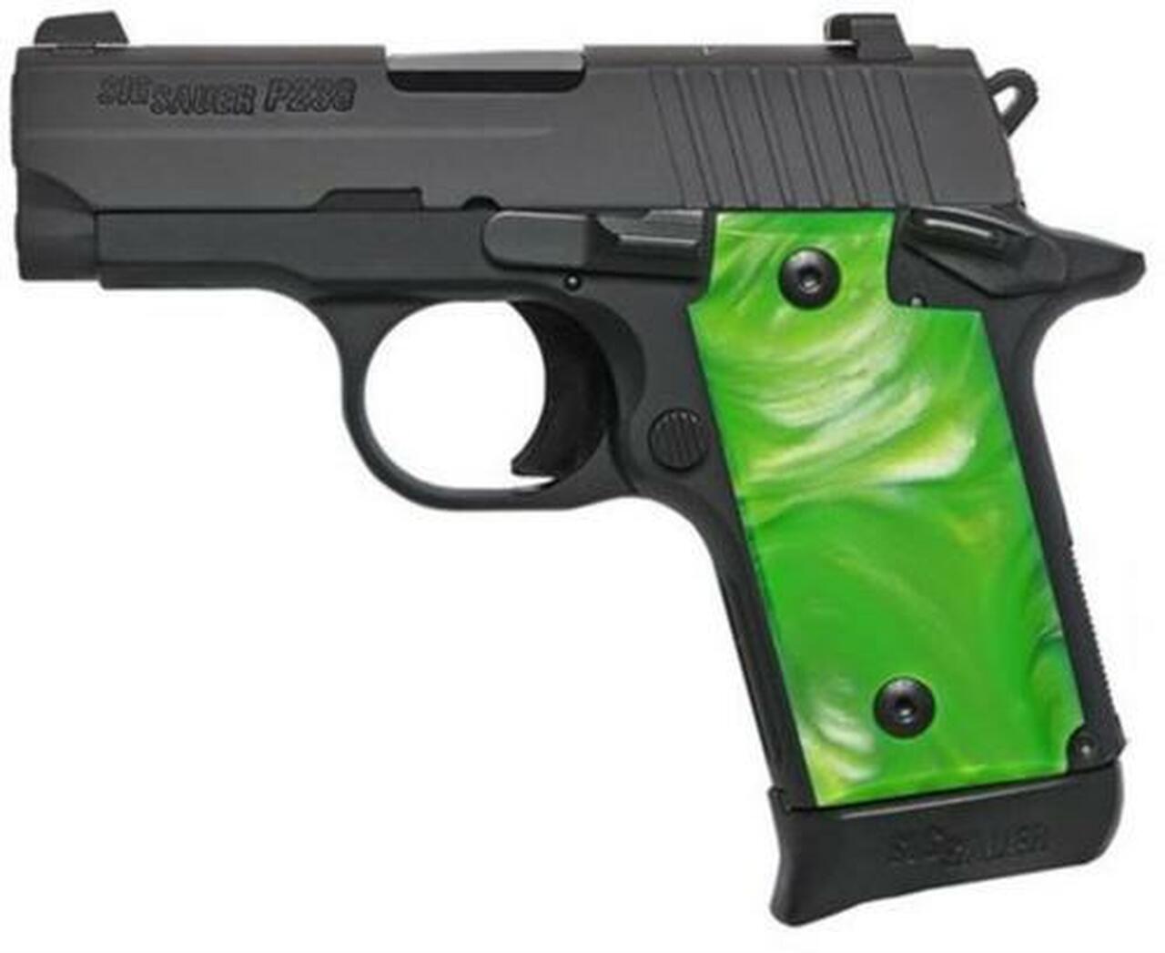 Image of Sig P238 .380 ACP, 2.7", Green Pearl Grips, Black, Night Sights, 6rd