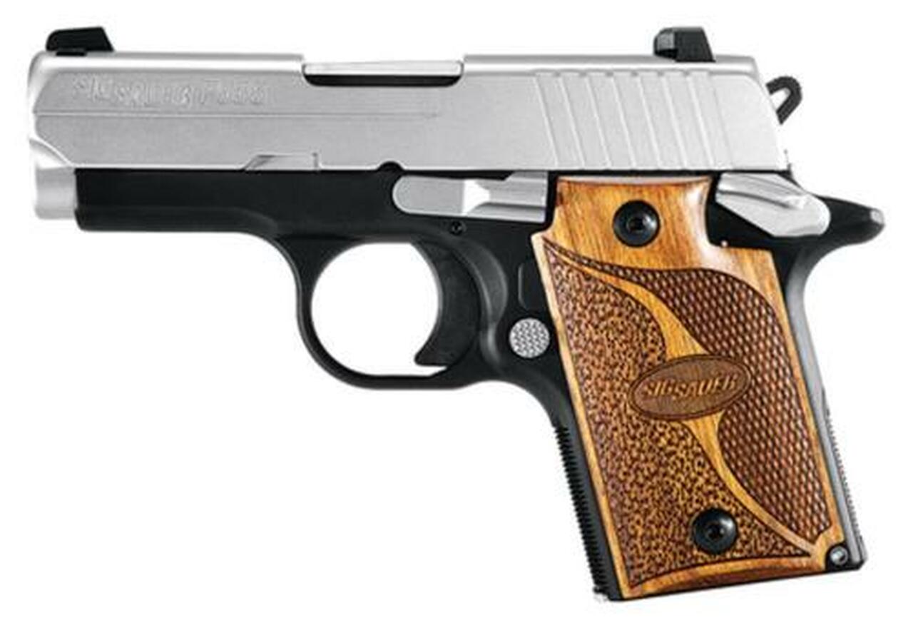 Image of Sig P938 9mm, 3", SAS, 2-Tone, SAO, Siglite, Walnut Grip, Ambi Saftey, Dehorned, MA Compliant, 7rd Mag