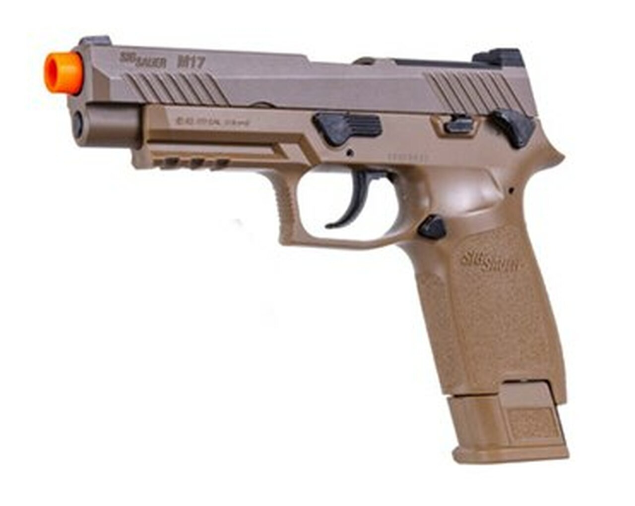 Image of Sig Airsoft Proforce M17, 6mm, 5.5", 21rd, Green GAS Power Source, Coyote Tan