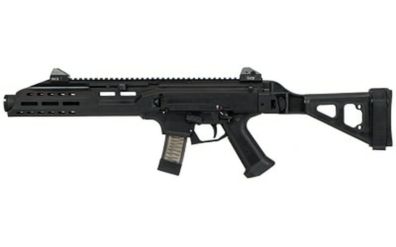 Image of CZ Scorpion EVO 3 S1 Pistol 9mm, 7.7" Barrel, Flash Can, Folding Brace, Black,1/2x28 Threads, 10rd Mags