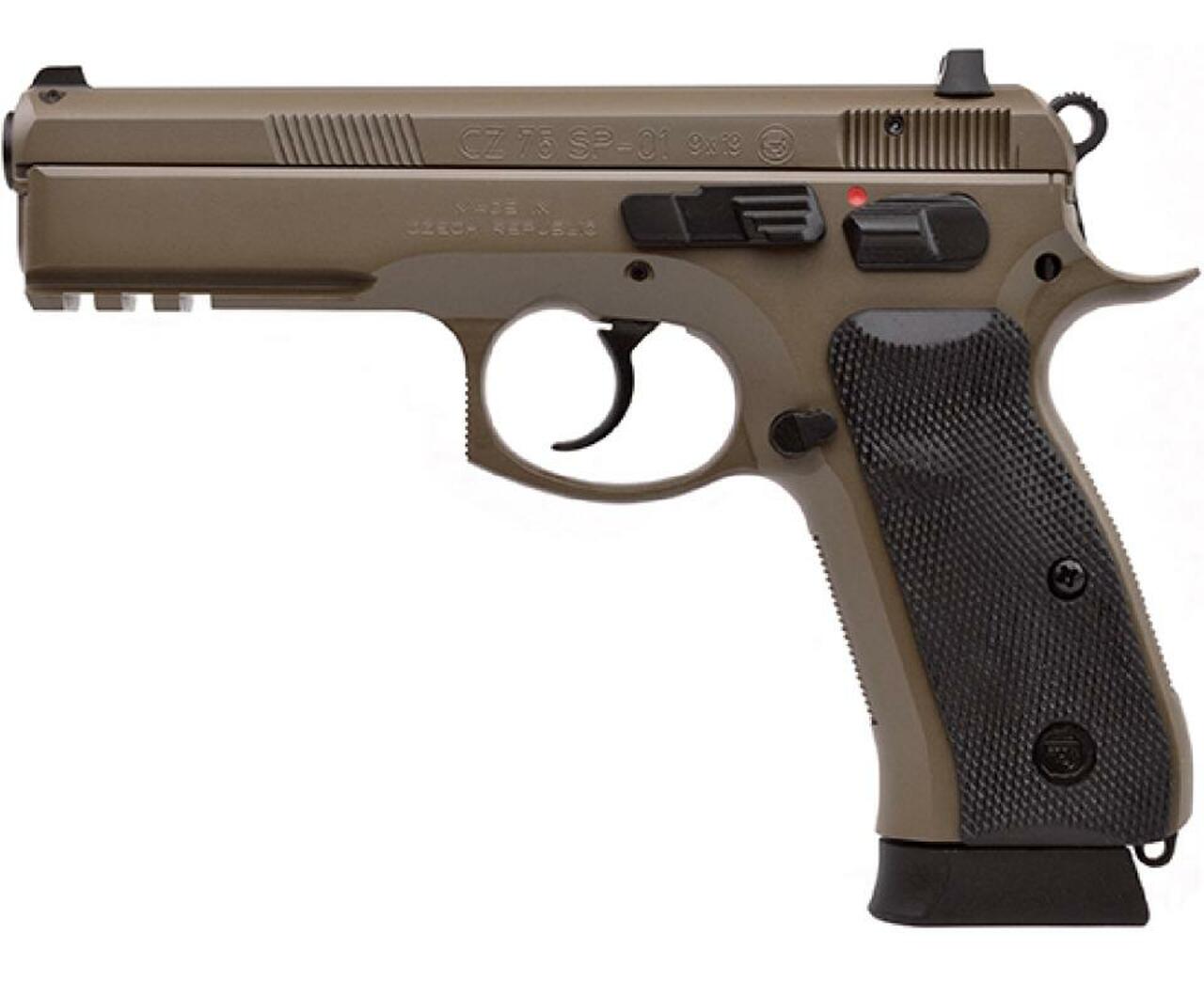 Image of CZ 75 SP-01 Flat Dark Earth 9mm 4.7" Barrel Flat Dark Earth Night Sights 18rd Mag