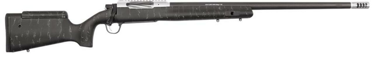 Image of Christensen E.L.R. 300 Rem Ultra Mag, 26" SS Carbon Fiber Wrapped Barrel, Black/Grey Webbing, 3rd