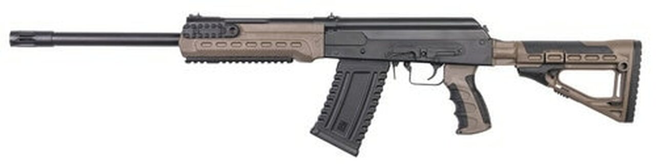 Image of Kalashnikov USA KS-12, Semi-automatic, 12 Ga 3" Chamber, 18" Barrel with Muzzle Brake, Flat Dark Earth, Collapsible Stock, 1-10Rd Magazine, Handguard with Picatinny Rails