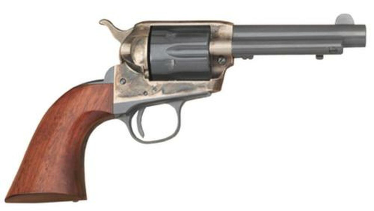 Image of Cimarron Model P Junior Single Action .38 Special 4.75 Inch Barrel Standard Blue Finish Smooth Walnut Grip