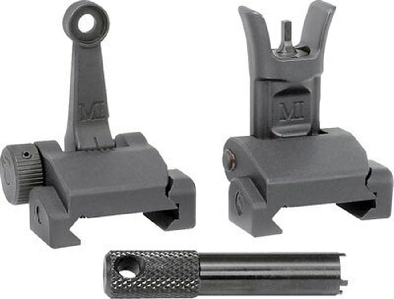 Image of Midwest Combat Rifle Sight Set, Adjustable Front and Rear Sight, Low Profile, Flip-Up, Includes A2 Sight Tool, Black