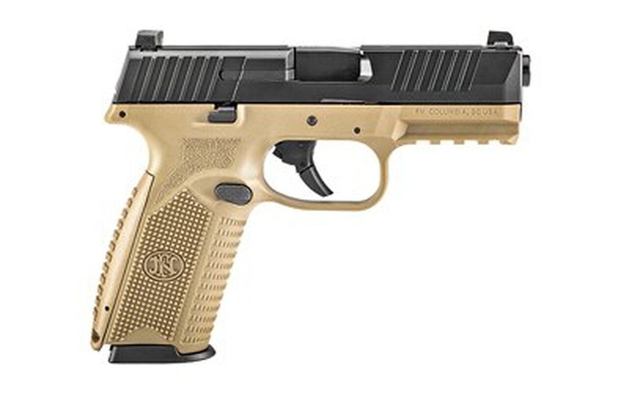 Image of FN 509 NMS Full Size 9mm, 4" Barrel, Flat Dark Earth/Black, No-Manual Safety, 3 Dot, 2x17rd Mags