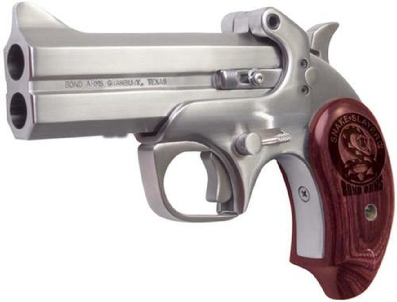 Image of Bond Arms Snake Slayer IV .45 Colt/410 4.25" Barrel SS Satin Finish Extended Rosewood Grips 2 Shot