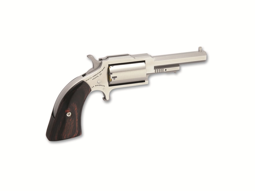 Image of North American Arms Sheriff Mini-Revolver Pistol 22 Winchester Magnum Rimfire (WMR) 2.5" Matte Stainless Barrel, 5-Round Wood Grip