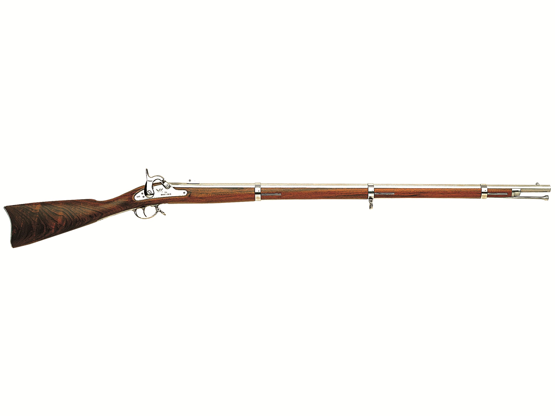 Image of Armi Sport 1861 Springfield Muzzleloading Rifle 58 Caliber Percussion Walnut Stock 40" 1 in 48" Twist Barrel Silver