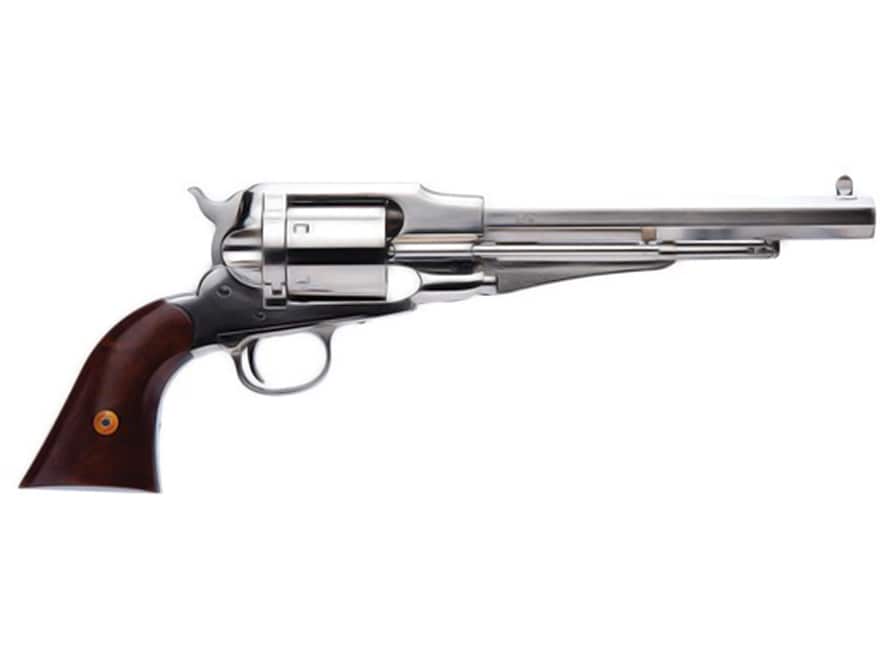 Image of Cimarron 1858 New Model Army Revolver 45 Colt (Long Colt) 8" Nickel Barrel, 6-Round Nickel Frame Walnut Grip