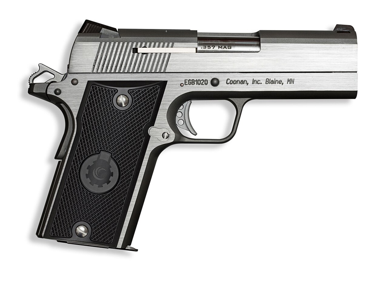Image of Coonan Compact 357 Mag, 4", Black Ionbond Stainless, Fixed White Dot Sights, Black Alum Grips, 2 Mags (Special Order)