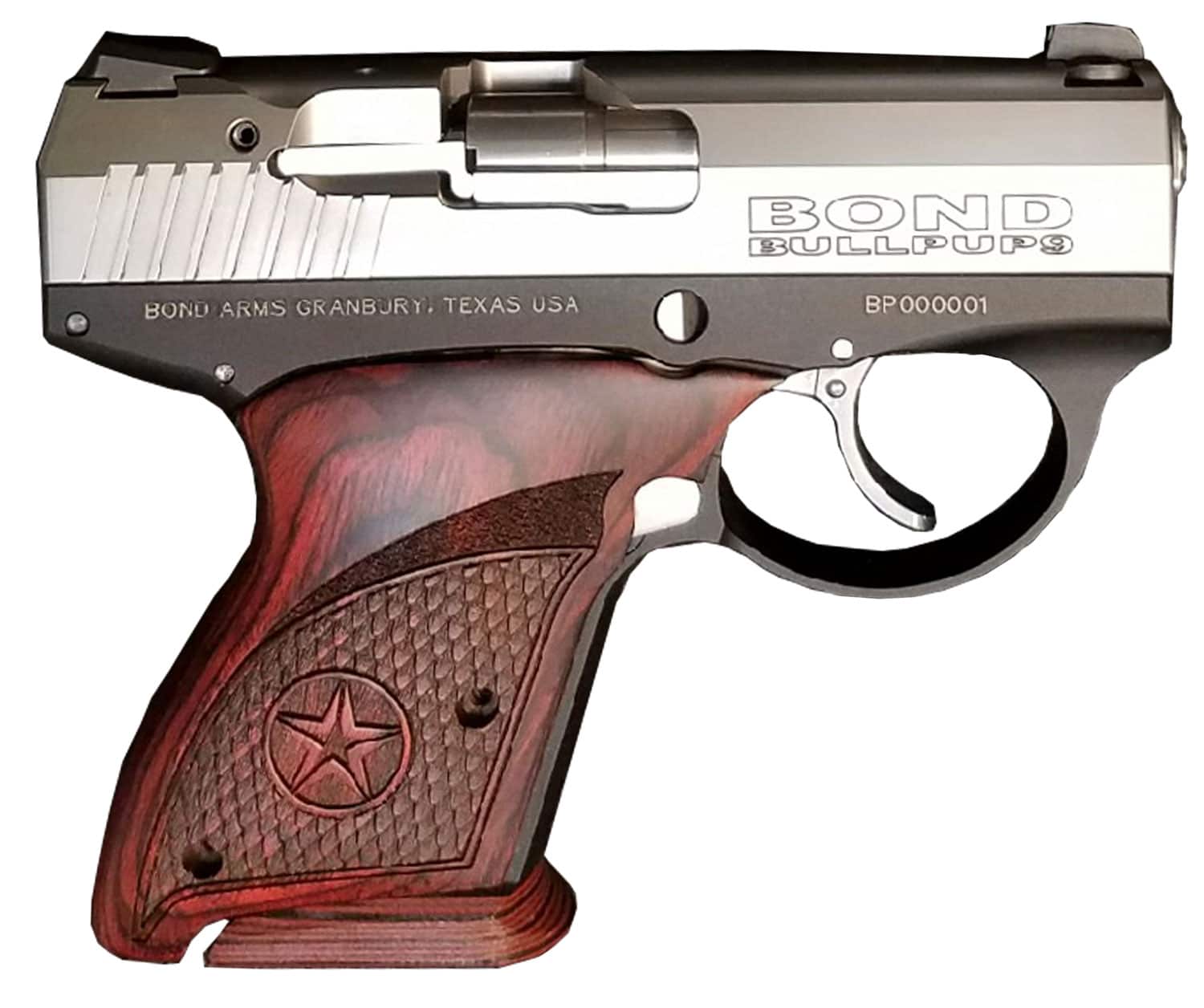 Image of Bond Arms BullPup9 9mm 3.35" Barrel Rosewood Grip, SS Slide, 7rd Mag