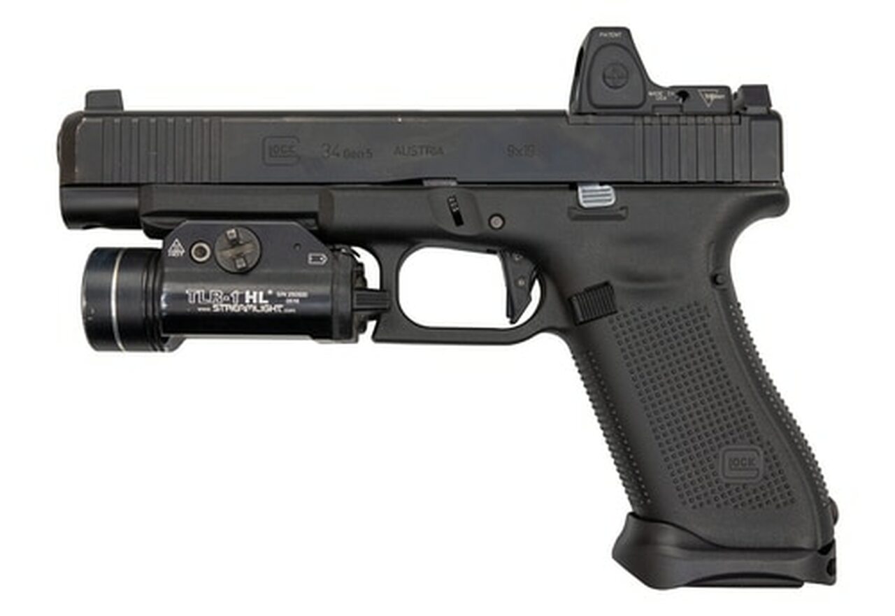 Image of Glock G34 Gen5 MOS 9mm, Used, 5.3" Barrel, Suppressor Sights, Front Serrations, 17rd