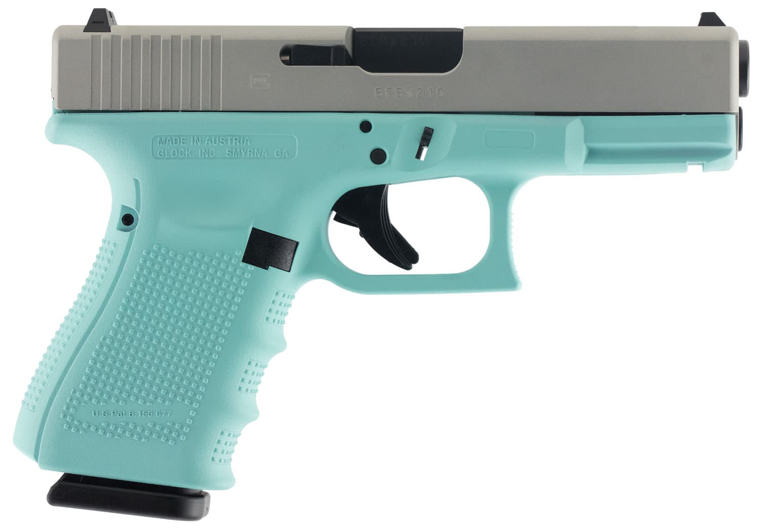 Image of Glock G19 Gen4 Double 9mm 4.01" Barrel, Robin Egg Blue Interch, 15rd