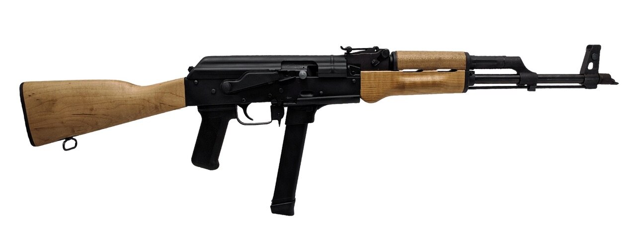 Image of Century Arms WASR-M, Semi-automatic, AK Style Rifle, 9mm, 16.25" Barrel, Black, Wood Stock, 33Rd, Includes 1 Magazine