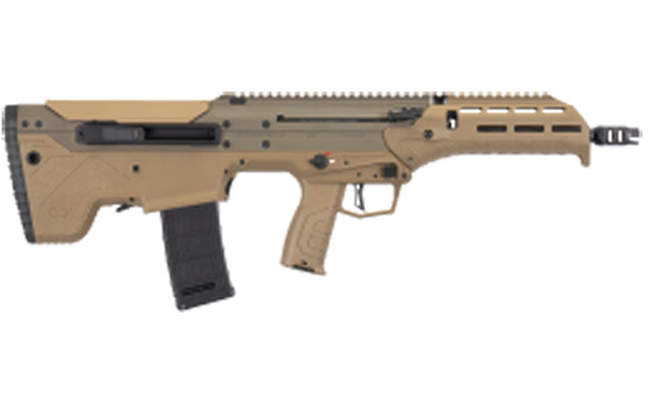 Image of Desert Tech MDRX Bullpup Rifle, 556NATO/223, 16" Barrel, Flat Dark Earth Color. Polymer Stock, Side Eject Version, 30Rd Mag