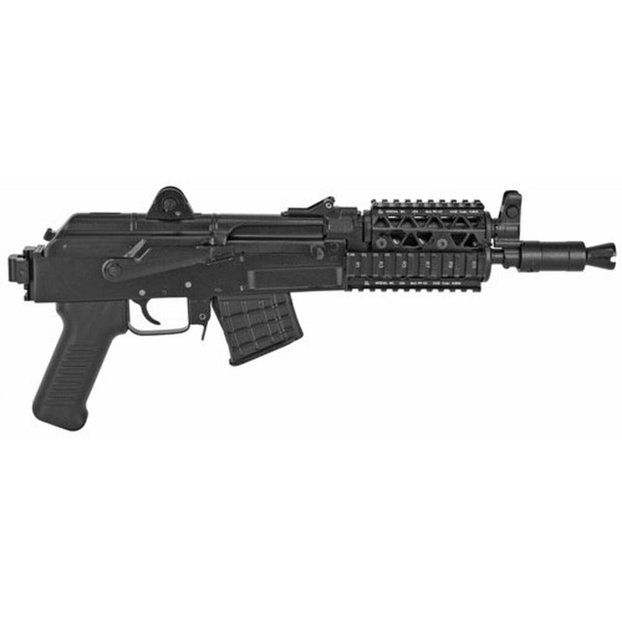 Image of Arsenal SAM7K-04R Pistol, 762X39, 10.5", Steel, Black, Adjustable Sights, Quad RailRear Attachments