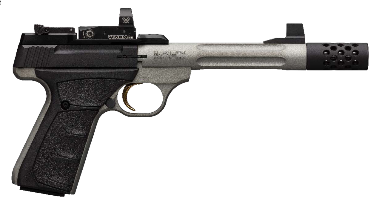 Image of Browning Buck Mark Lite Competition 22 LR 5.90", Matte Gray Black Aluminum Alloy Slide Black Ultragrip FX Grip with Vortex Venmon Red Dot, 10 rd