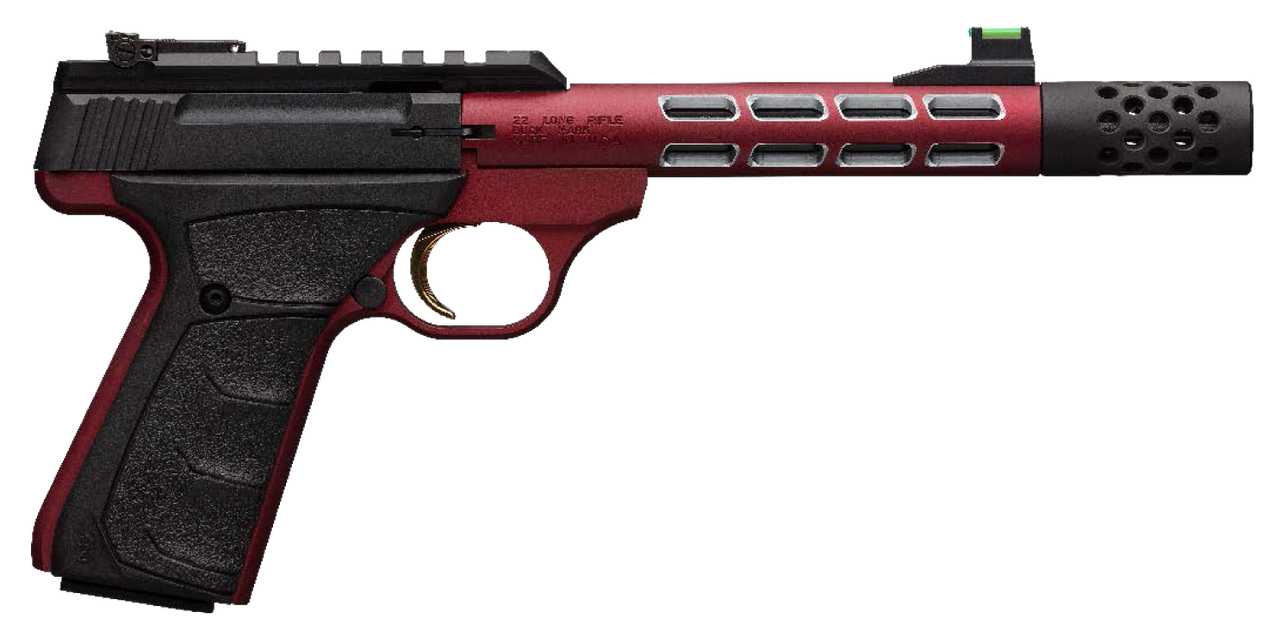 Image of Browning Buck Mark Plus Vision 22 LR 5.87", Red Frame, Red Slide And Red Vision Barrel, UFX Rubber Overmolded Grip, 10 rd