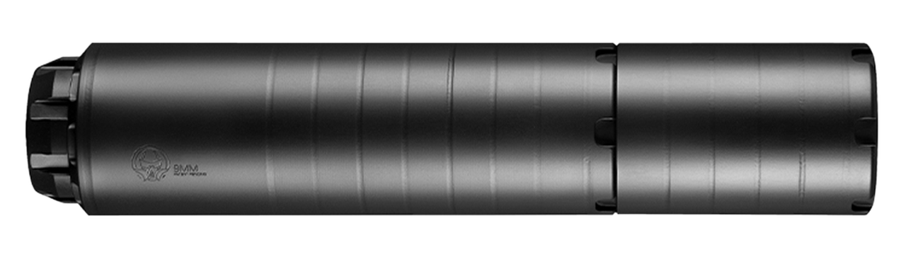 Image of Dead Air Armament Wolfman 9mm, No Piston, 1.618" Diameter, Black Cerakote Finish, 1/2-28 Direct-Thread Insert