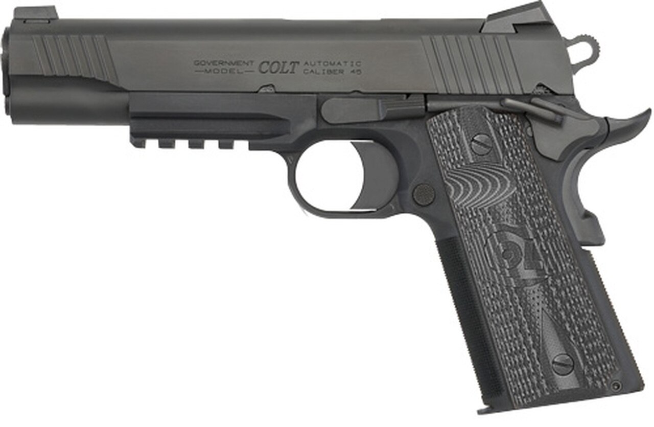 Image of Colt Combat Unit Rail Gun 1911 45 ACP 5" Barrel Novak Sights, G10 Grips 8rd Mag