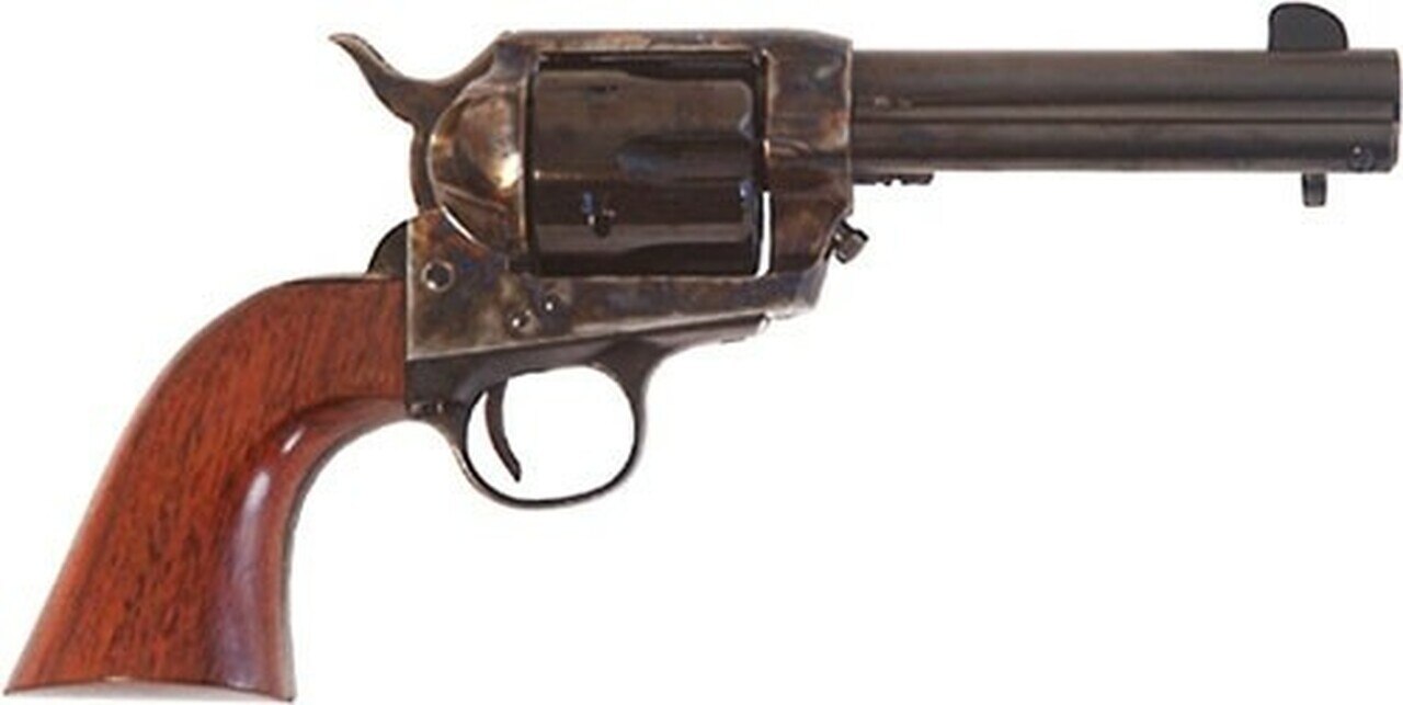 Image of Cimarron Frontier 45 Colt, 4 3/4" Barrel, Color Casehardned, Walnut, Blued, 6rd