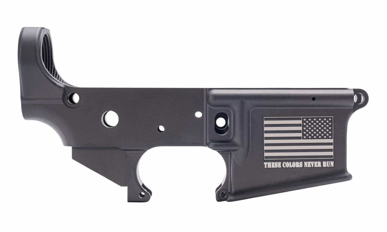 Image of Anderson AR-15 Stripped Lower Receiver ''These Colors Never Run" Multi CalMarked