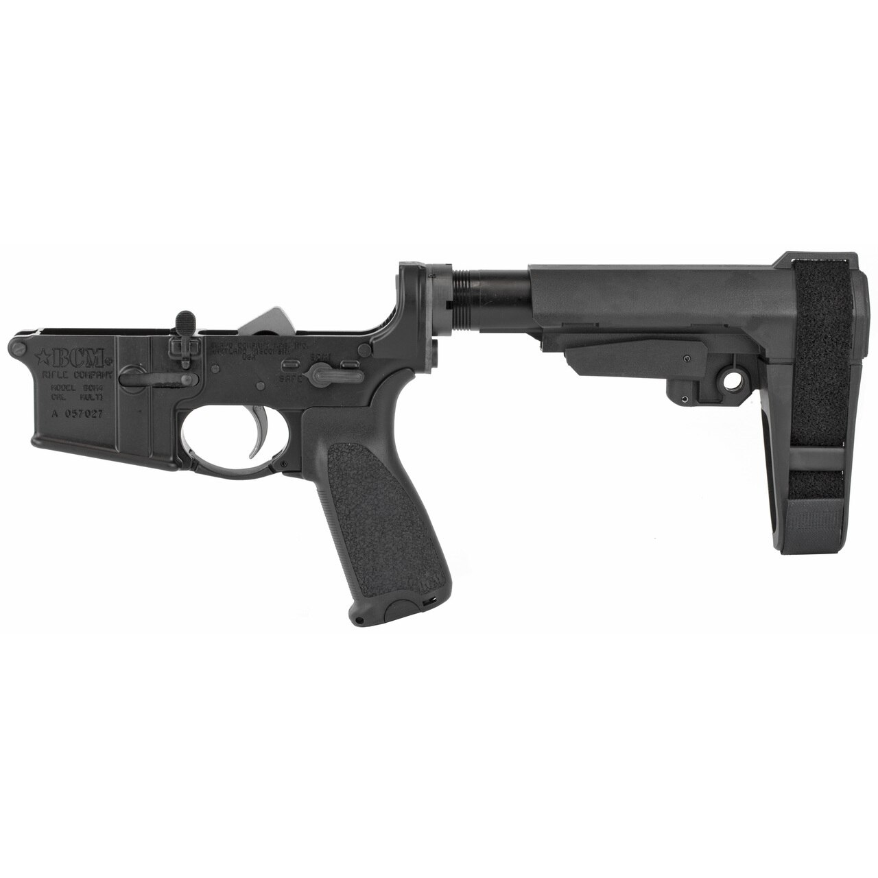 Image of Bravo Company, BCM, Pistol Lower Group with SBA3 Pistol Brace, Multi Cal, Aluminum Frame, 556NATO, Black Finish, GUNFIGHTER Pistol Grip,