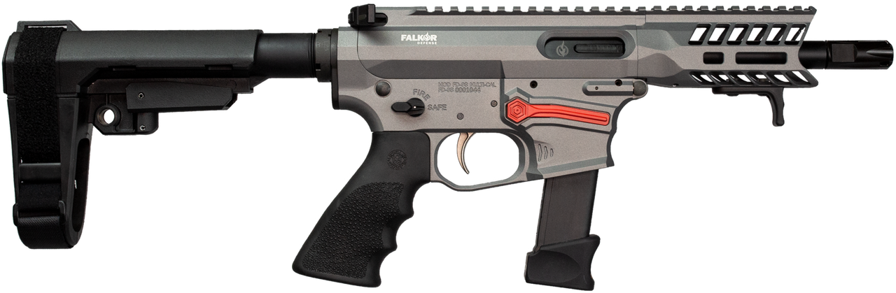 Image of Falkor FG-9 AR-15 Pistol, 9mm, Grey, SBA3 Brace, Glock 17 Type Magazine