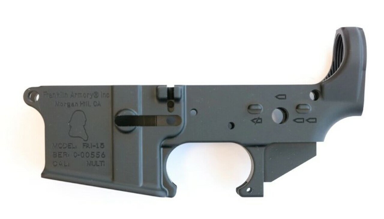 Image of Franklin Armory Stripped Lower, Binary Mode Engraving, Multi-Cal, Black Hardcoat Anodized
