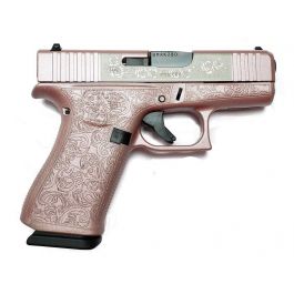 Image of Glock 43X "Glock and Roses" Engraved 9mm Pistol, Pink - PX4350201GR