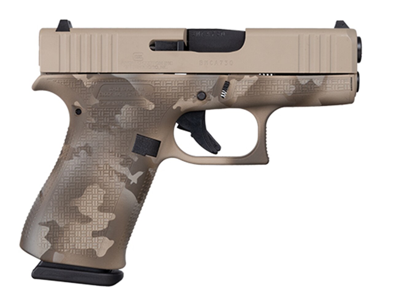 Image of Glock 43x Sub Compact 9mm, Apollo Custom, 3.4" Barrel, Desert Multicam, 2x 10rd