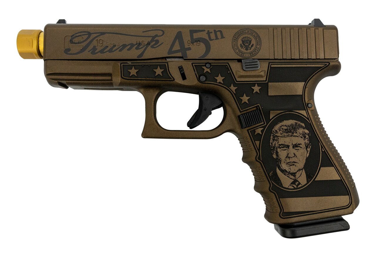 Image of Glock 19 Gen4 Trump MAGA Limited Ed., 9mm, 4.6" Zaffiri TiN TB, Burnt Bronze, 3x 15rd