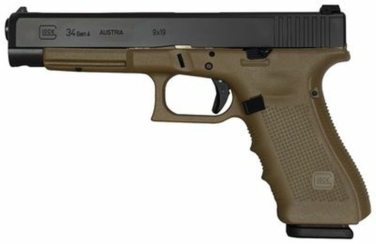 Image of Glock G34 Gen 4, 9mm, 5.3" Barrel, OD Green Grip, Black Slide, 17rd