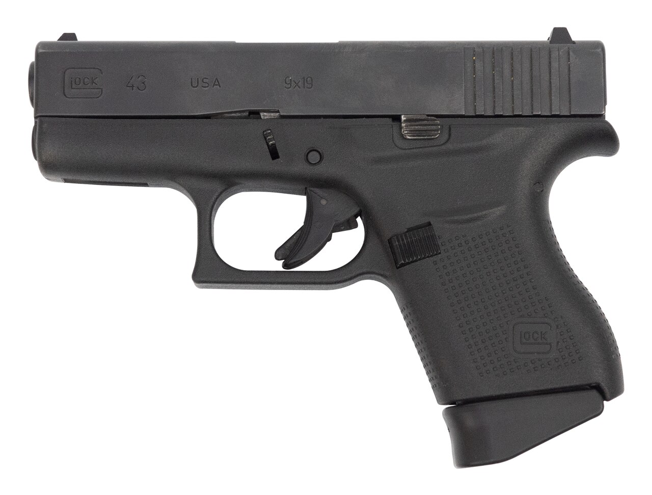 Image of Glock 43 USA Used 9mm, 3.39" Barrel, Contrst Sights, Black, 6rd