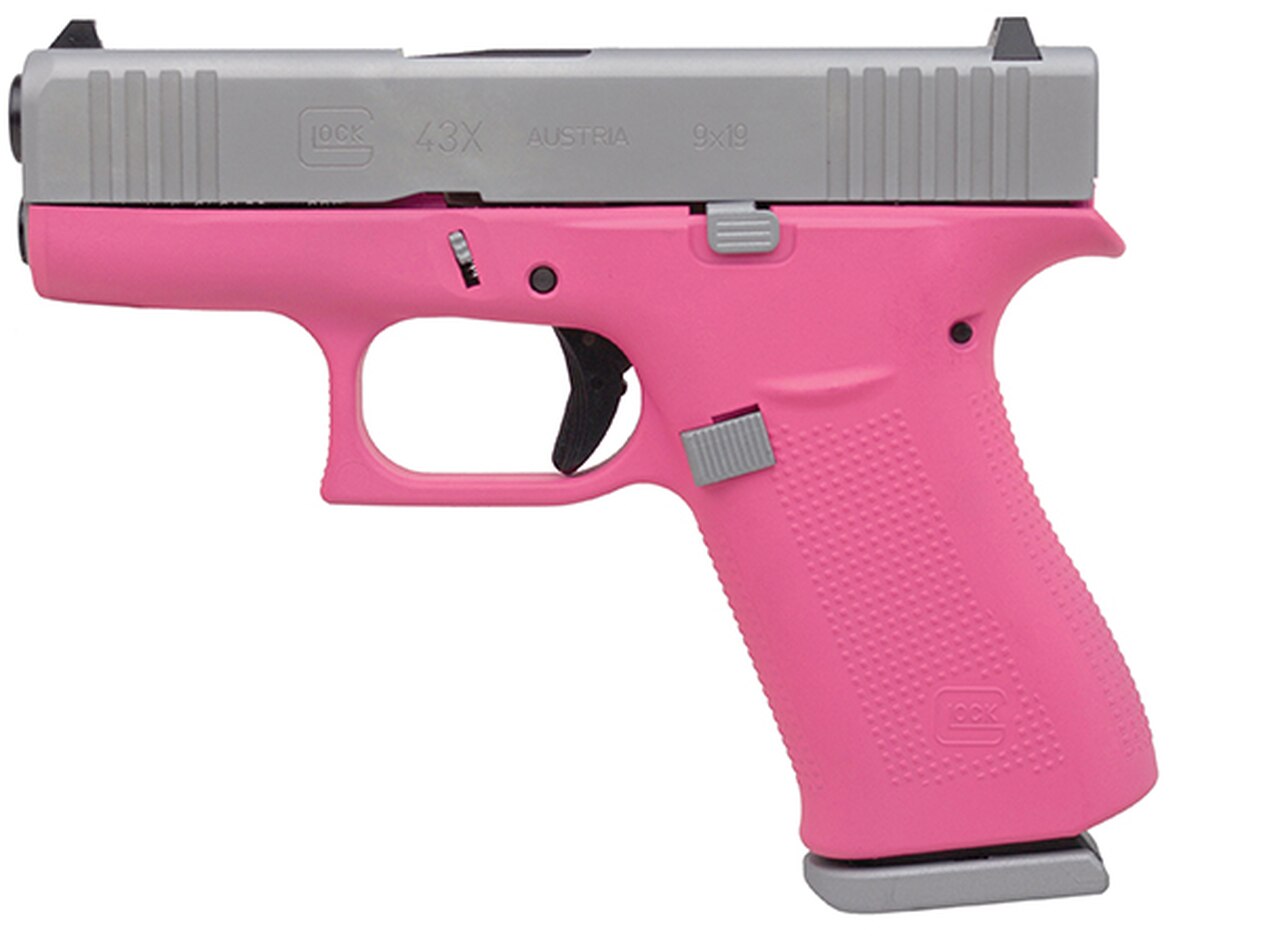 Image of Glock 43X Subcompact 9mm, 3.41" Barrel, Silver/Prison Pink, Fixed Sights, 2x10rd Mags