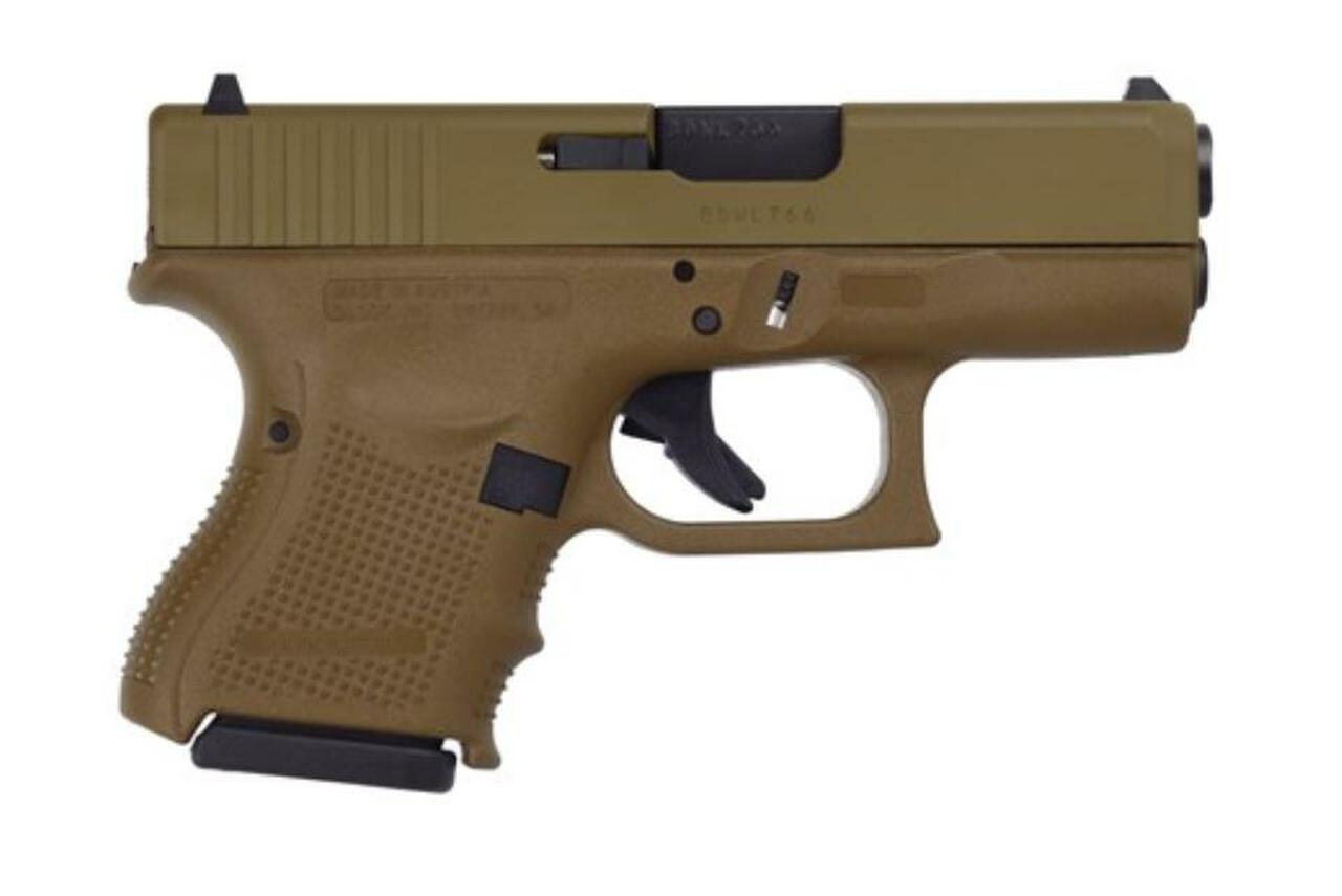 Image of Glock G26 Gen4 9MM Full Cerakote Flat Dark Earth Finish, Rail, 3 10 Rnd Mags