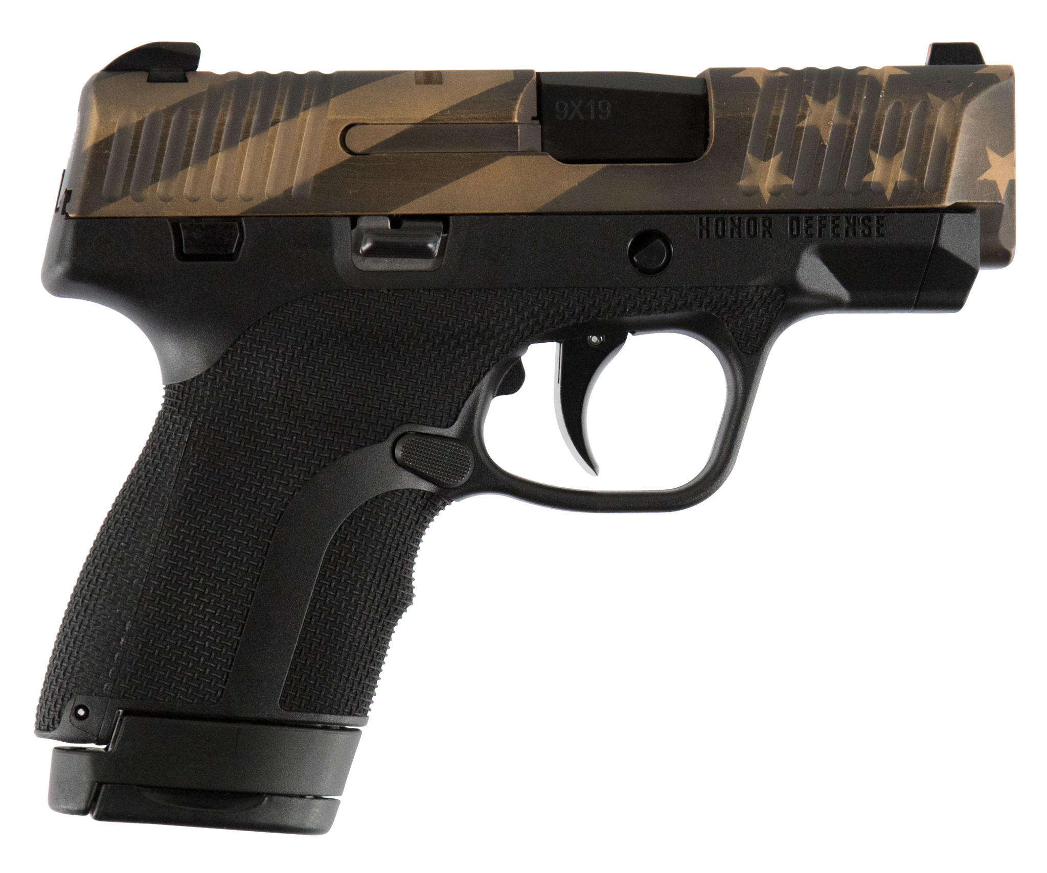 Image of Honor Defense Honor Guard Sub-Compact, 9mm, 3.2", 7rd/8rd, American Flag Earth Tone