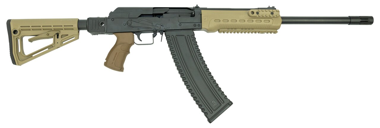 Image of Kalashnikov KS12 Side Folding Tactical Package Shotgun 12g, 18" Barrel W/Brake, Flat Dark Earth, Includes Extras, Case