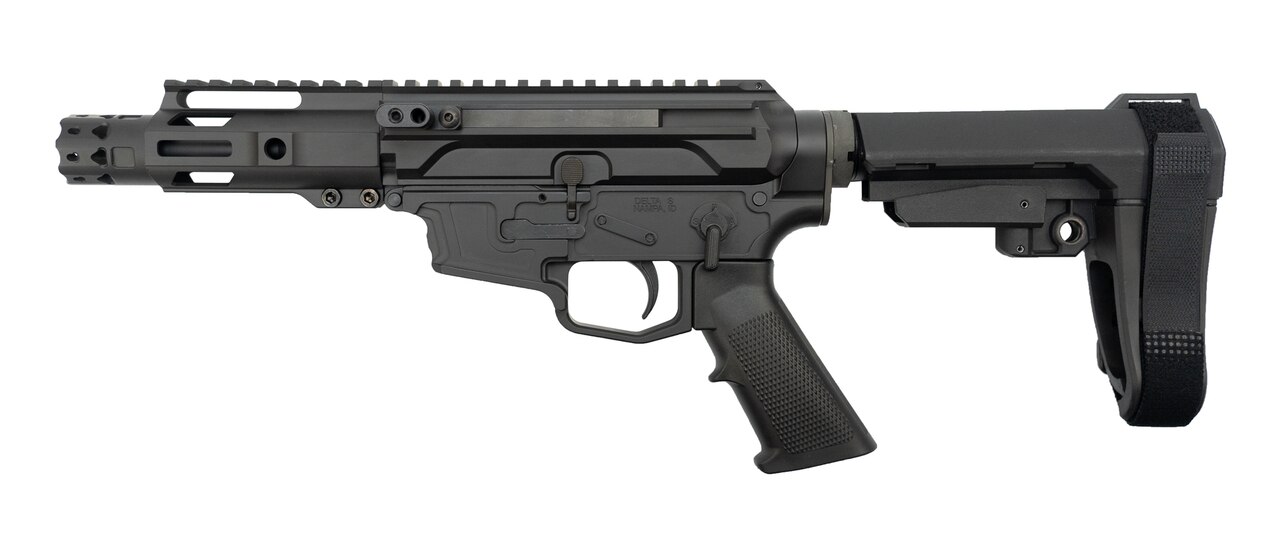 Image of MCM Firearms DS9-S Side Charging Pistol, 9mm, 5" Barrel, MP5 Mag, Black Cerakote