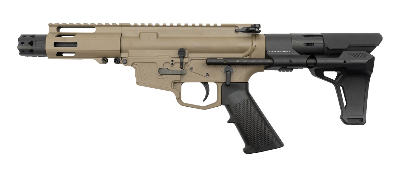 Image of MCM DS9-S 9mm, 5" Barrel, MP5 Mag, FDE Cerakote, Strike Ind. PDW Brace