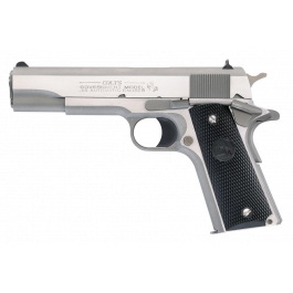 Image of Colt 1991 Government Model .45 ACP 5" Stainless Finish with Black Checkered Rubber Grips