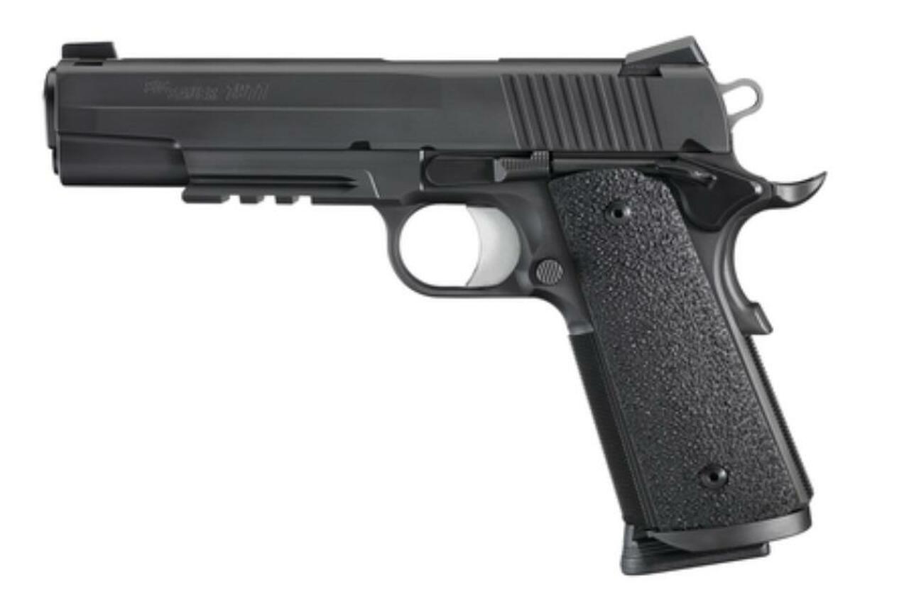 Image of SIG 1911 45 ACP 5IN TAC OPS BLK SAO Siglite Ergo XT Grip (4) 8RD Steel MAG Traditional Slide