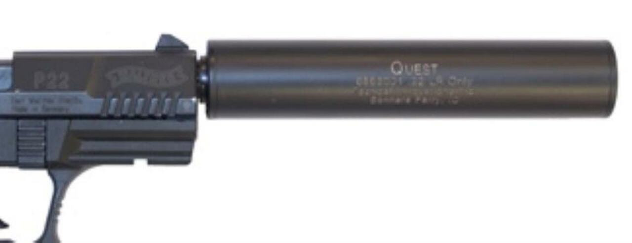 Image of Tactical Innovations QUEST STAINLESS STEEL W/BLACK FINISH PREMIUM Lightweight 22LR Suppressor