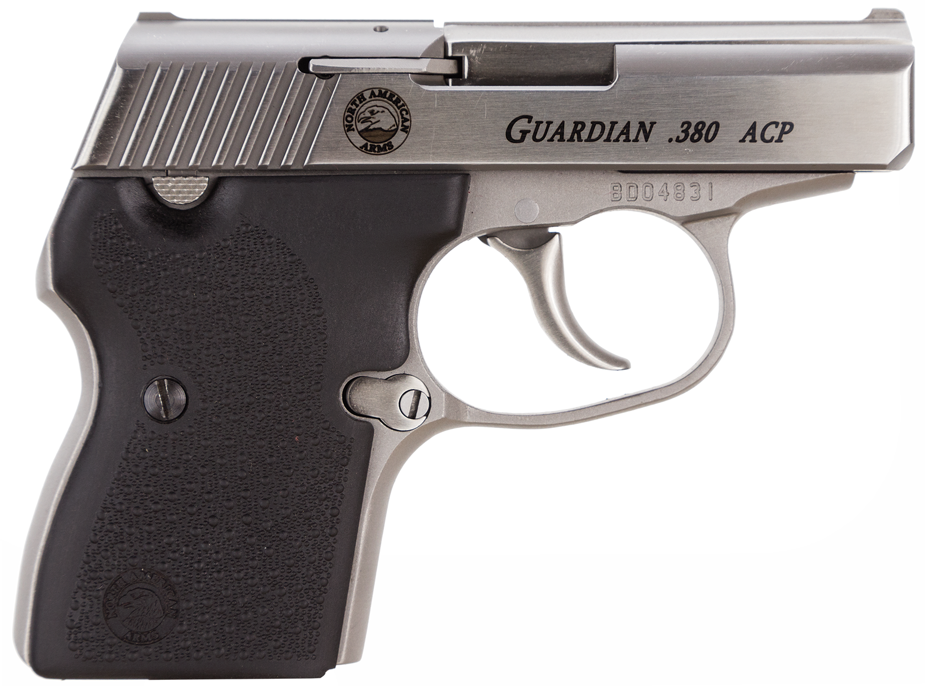 Image of NAA 380 Guardian 380 ACP 2.5" Barrel, Black Rubber Grip SS, Integral Locking Safety, 6rd